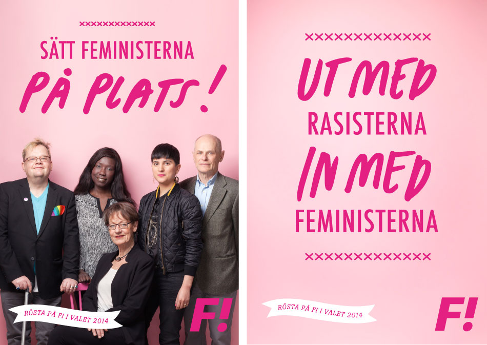 Bilder från kampanjen för Feministiskt Initiativ