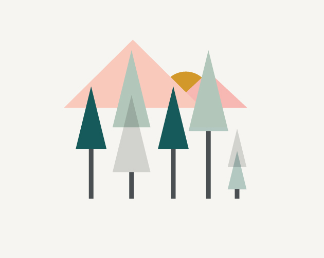 skog, illustration, anna nilsson, annagrafiskform, malmö, vykort, grafiskdesign